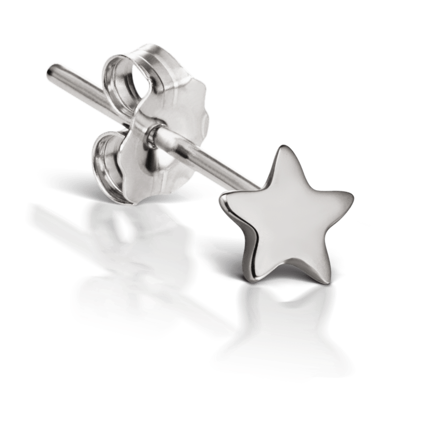 Plain Star Stud Earring White Gold 2.5mm