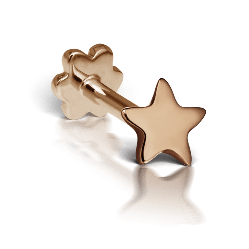 Plain Star Threaded Stud Earring Rose Gold 2.5mm