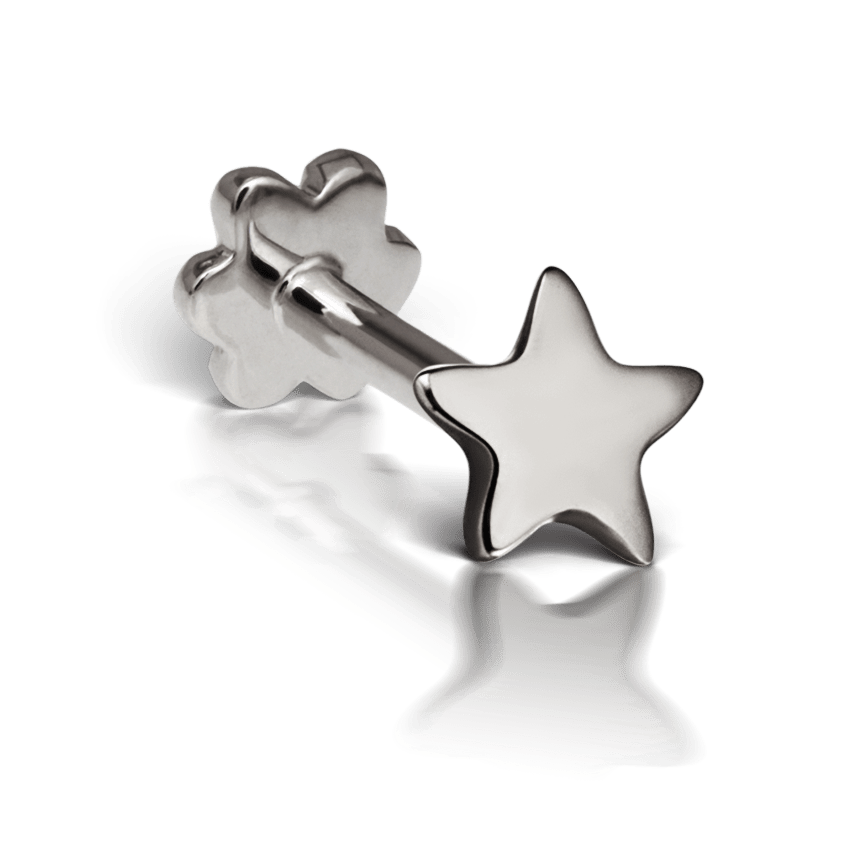 Plain Star Threaded Stud Earring White Gold 2.5mm