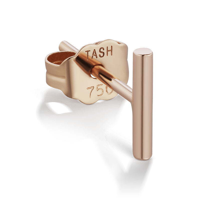 Polished Round Bar Stud Earring Rose Gold 7mm