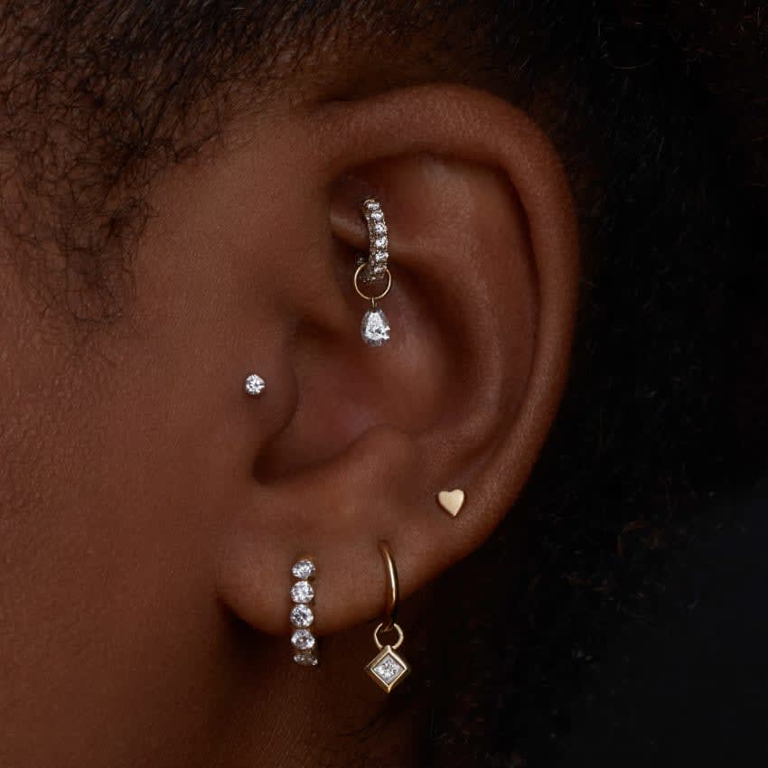 Plain Heart Traditional Stud Earring Rose Gold 3mm