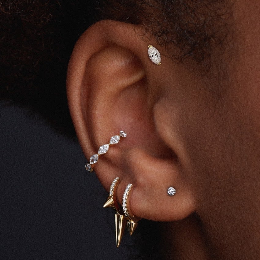 Invisible Set Diamond Stud Earring White Gold 2.5mm