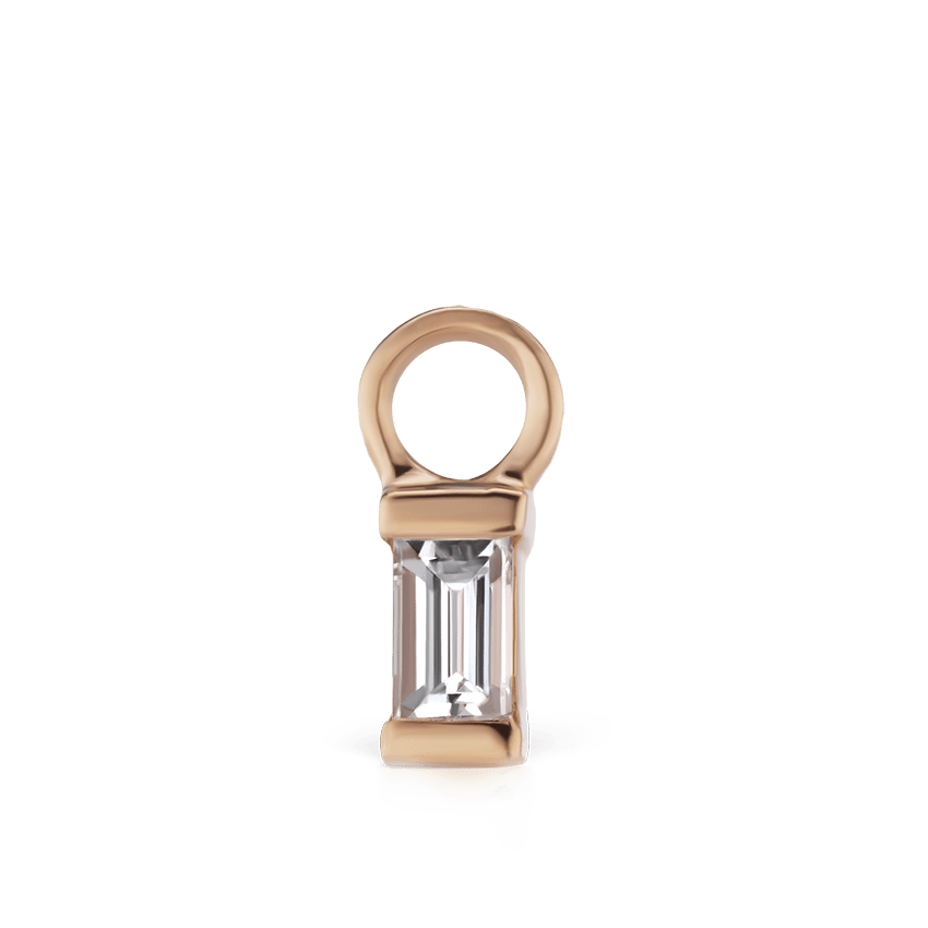 Diamond Baguette Charm Rose Gold 3mm