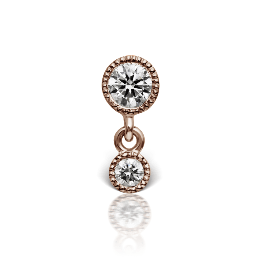 Scalloped Set Diamond Stud Earring Rose Gold 3mm / 2mm