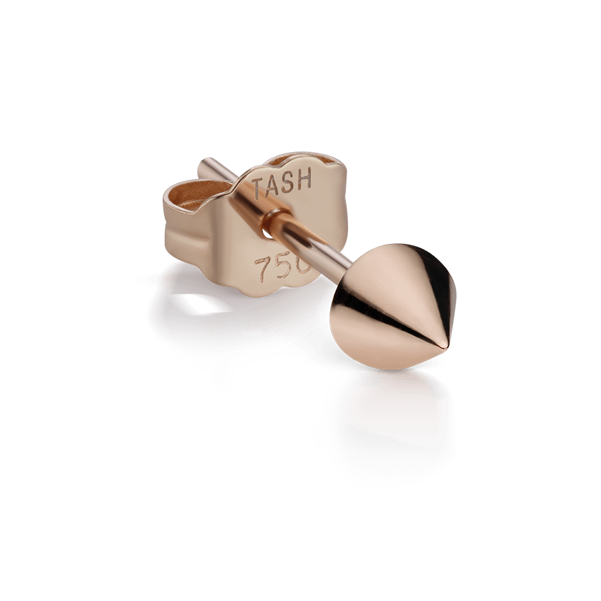Short Spike Stud Earring Rose Gold 3mm