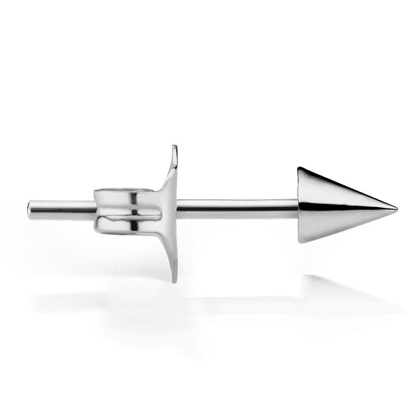 Short Spike Stud Earring White Gold 3mm