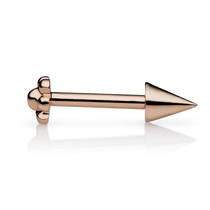 Short Spike Threaded Stud Earring Rose Gold 3.5mm