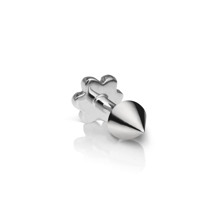 Short Spike Threaded Stud Earring White Gold 3.5mm