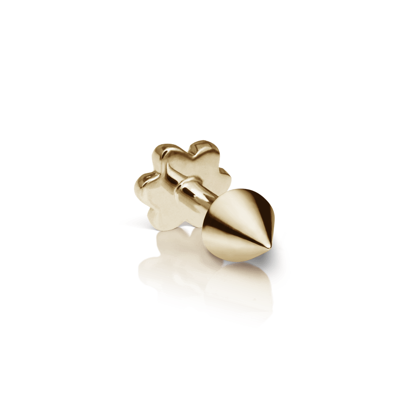 Short Spike Threaded Stud Earring Yellow Gold 3.5mm