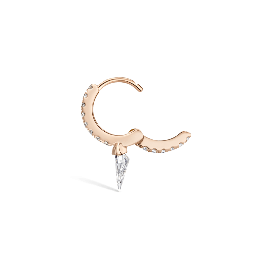 Silhouette Diamond Short Spike Eternity Hoop Earring Rose Gold 6.5mm