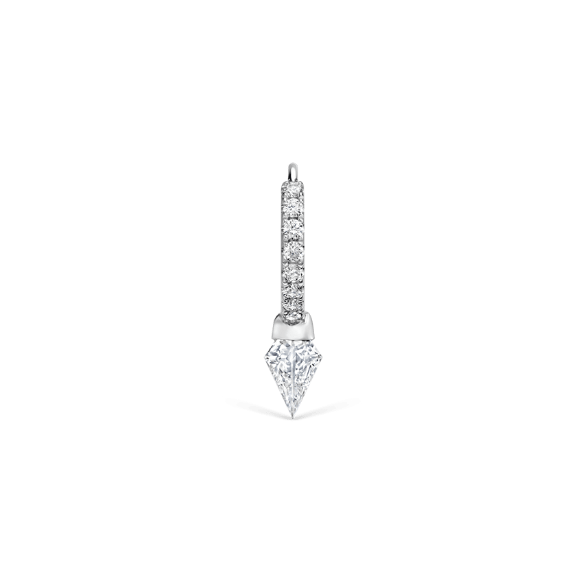Silhouette Diamond Short Spike Eternity Hoop Earring White Gold 6.5mm