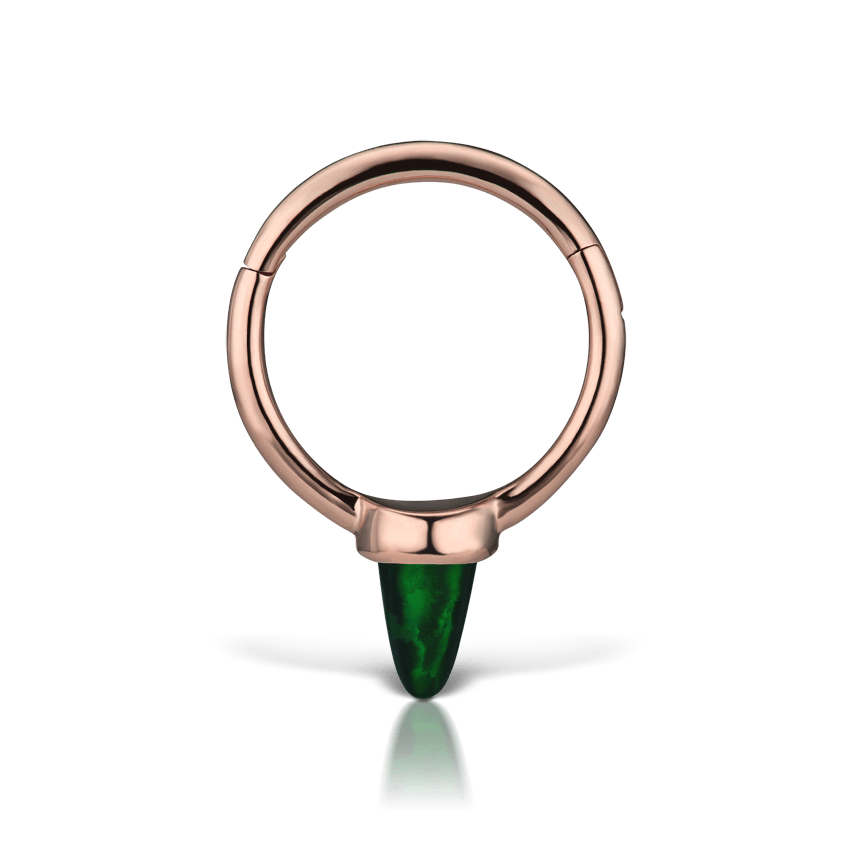Single Short Black Opal Spike Hoop Earring