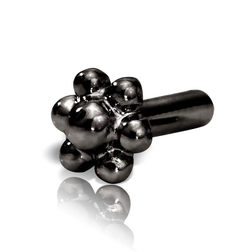 Ball Flower Tash Threaded Backing Black Gold 3.5mm 5mm+19 Gauge = 0.9mm