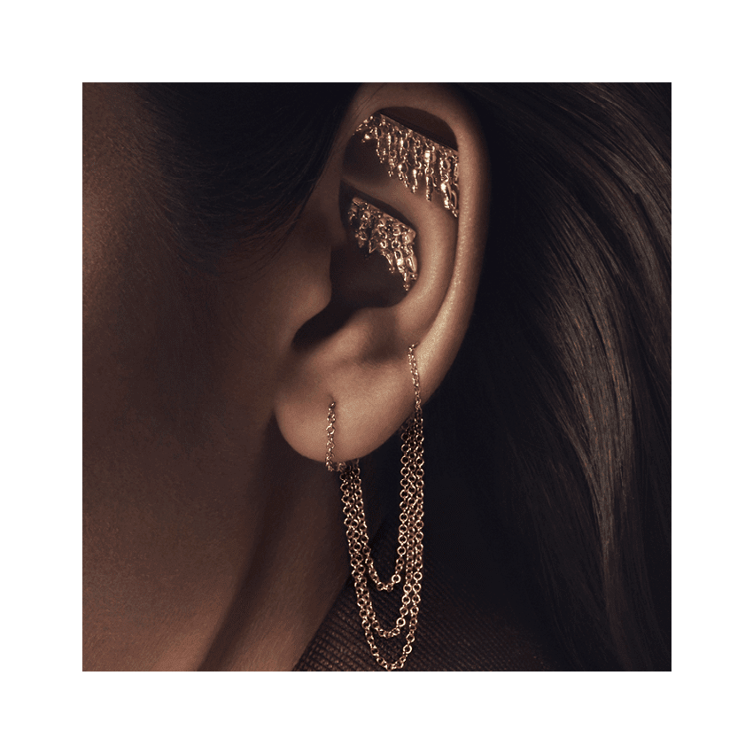Tassel Bar Threaded Stud Earring Rose Gold 18mm Left MARIA TASH