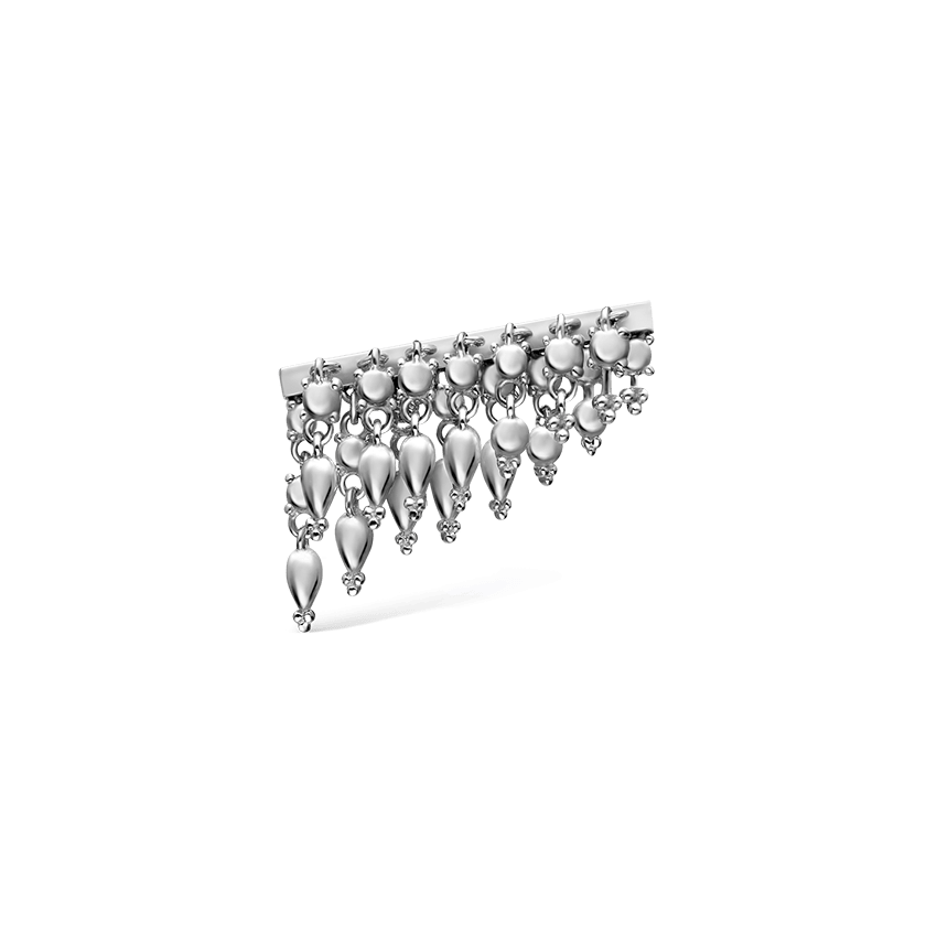 Tassel Bar Threaded Stud Earring White Gold 18mm Left