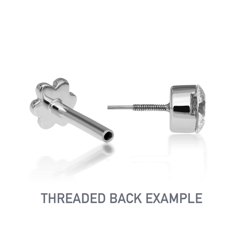 Invisible Set Diamond Threaded Stud Earring White Gold 2.5mm