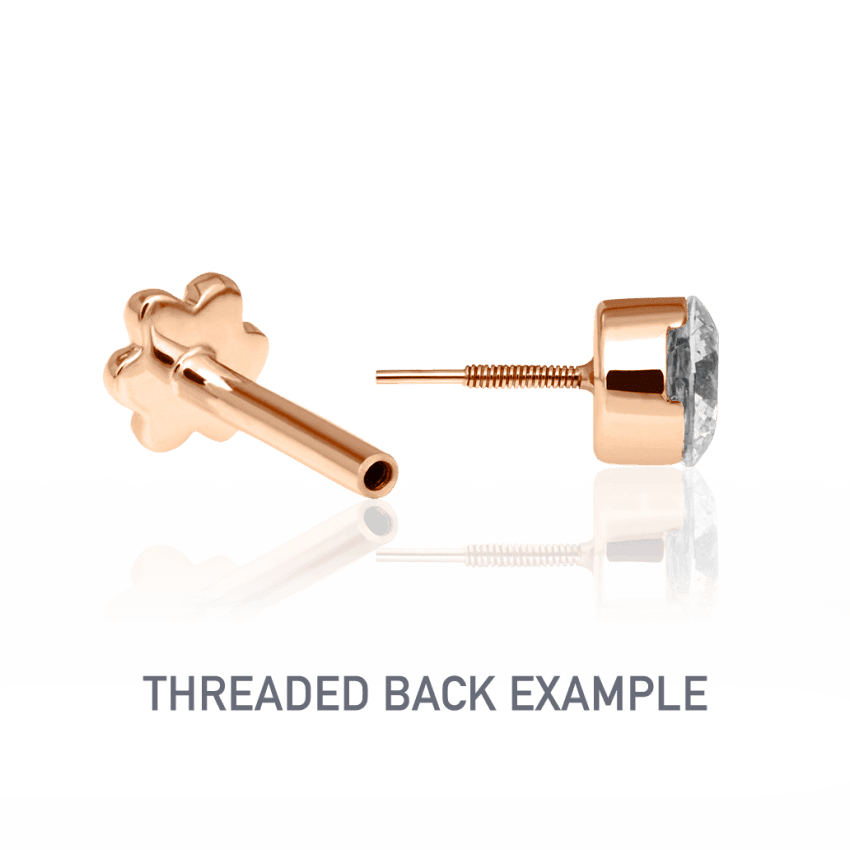 Diamond Flower Threaded Stud Earring Rose Gold 3mm