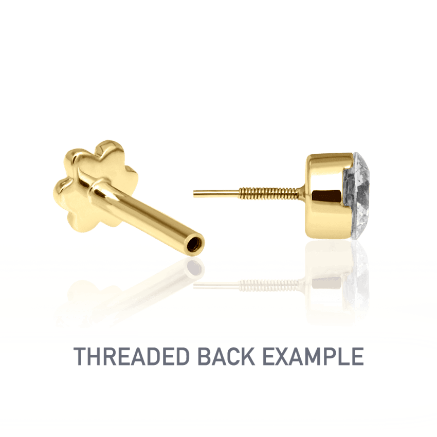 Invisible Set Triangle Diamond Threaded Stud Earring Yellow Gold 3mm
