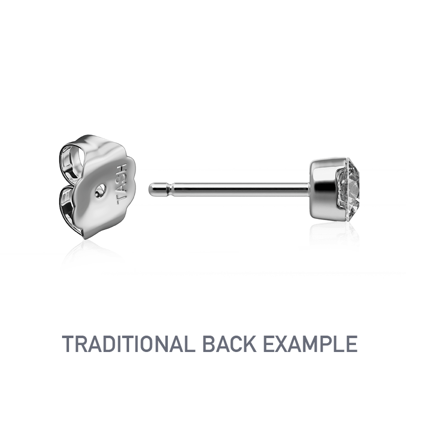 Invisible Set Diamond Stud Earring White Gold 2.5mm