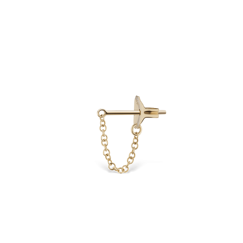 Chain Wrap Stud Earring Yellow Gold 16 mm