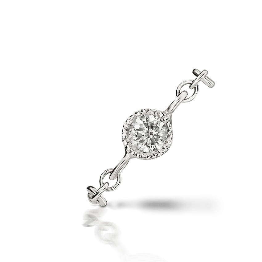 Scalloped Set Diamond Chain Orbit White Gold 2mm