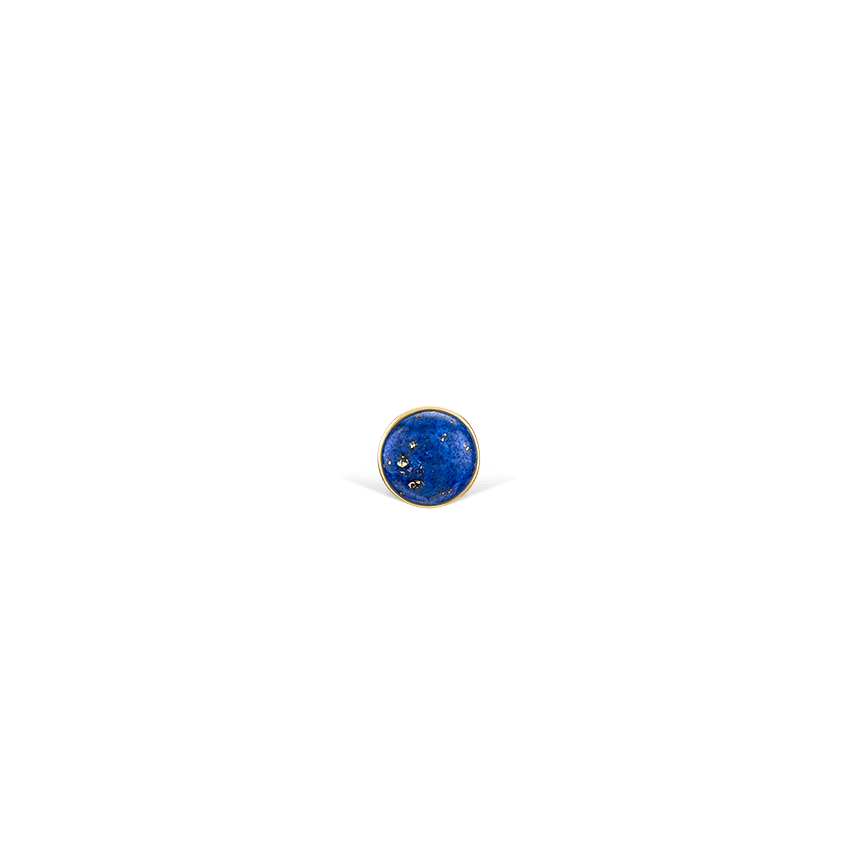 Lapis Threaded Stud Earring Yellow Gold 3mm