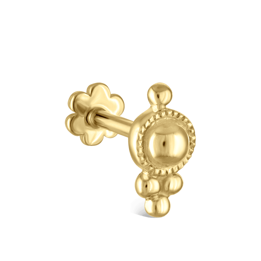 Four Ball Trinity Threaded Stud Earring Yellow Gold