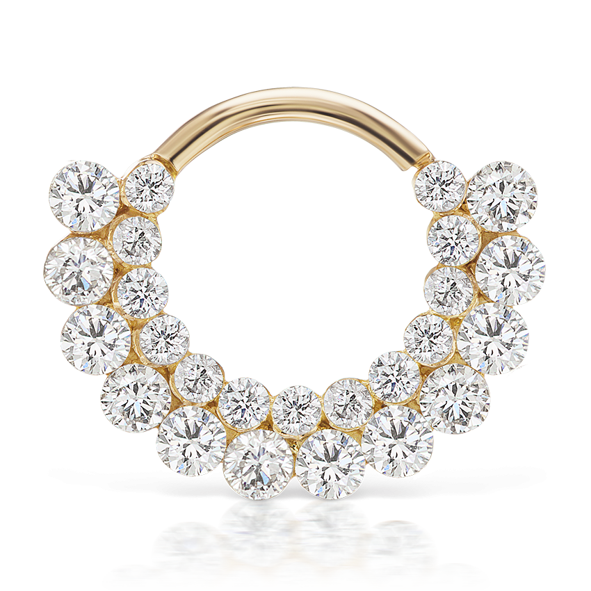 Invisible Diamond Apsara Hoop Earring Yellow Gold 9.5mm 16 Gauge = 1.3mm
