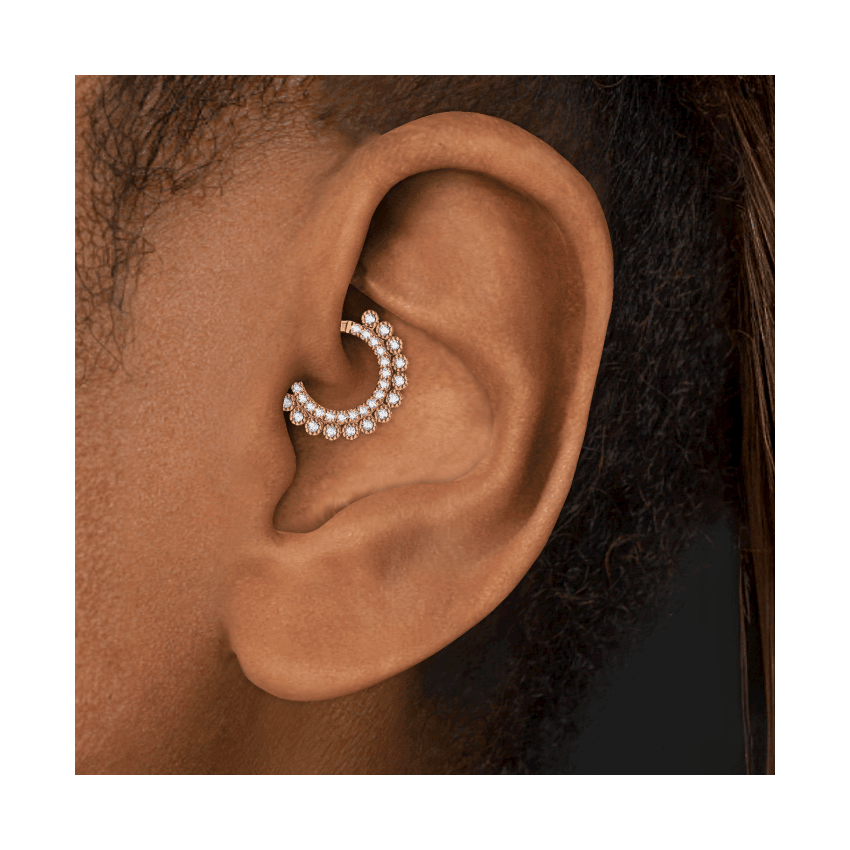 Invisible Diamond Apsara Hoop Earring Rose Gold 8mm 16 Gauge = 1.3mm