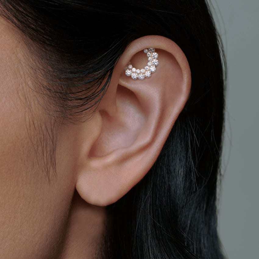 Demi Apsara Invisible Set Diamond Threaded Stud Earring Yellow Gold 6.5mm