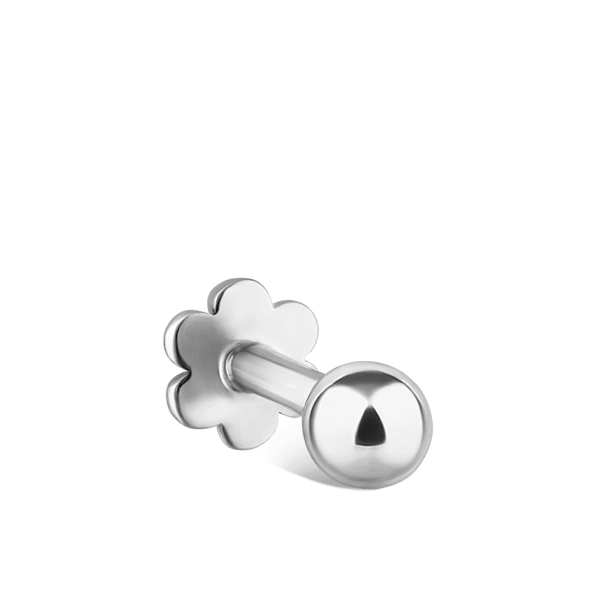 Ball Threaded Stud Earring White Gold 2.5mm