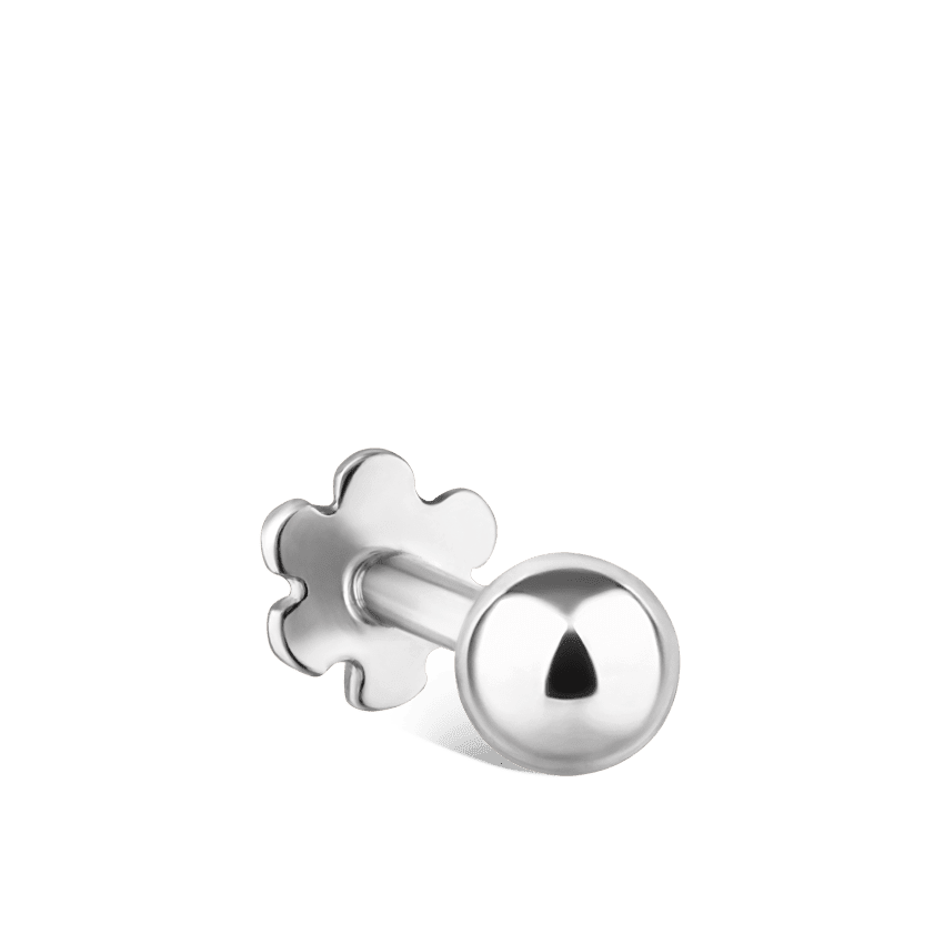 Ball Threaded Stud Earring White Gold 3mm