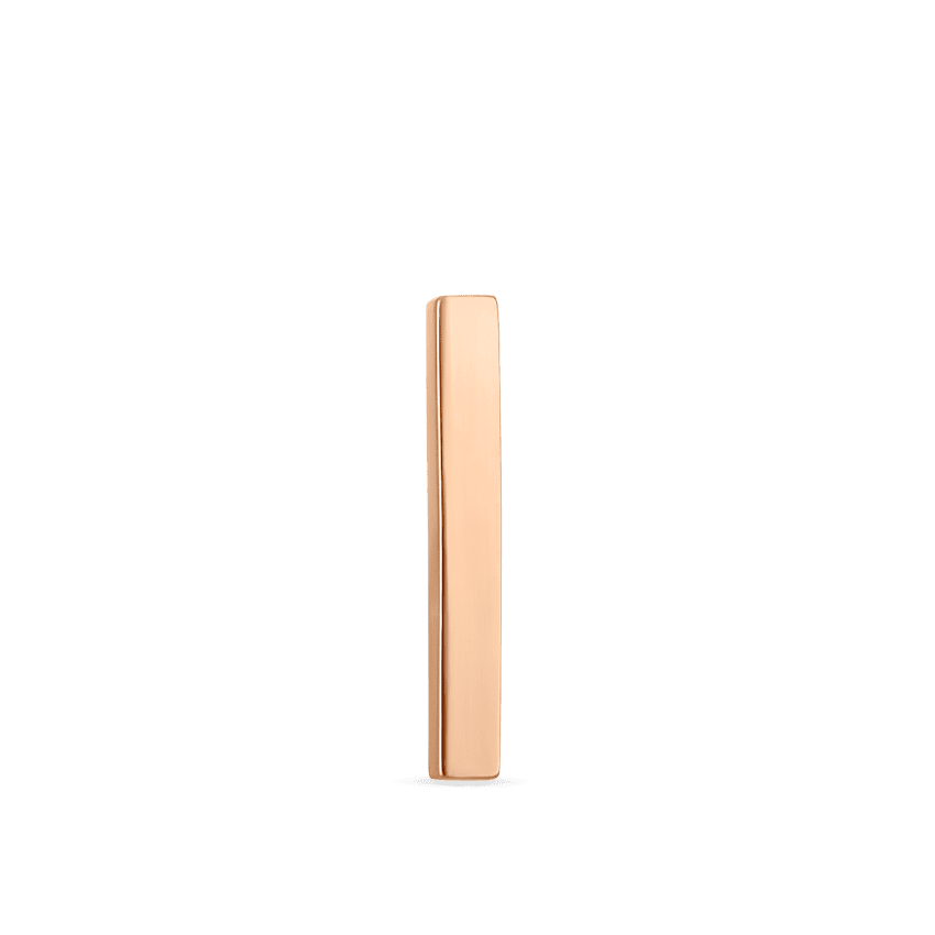 Polished Square Bar Threaded Stud Earring Rose Gold 11mm