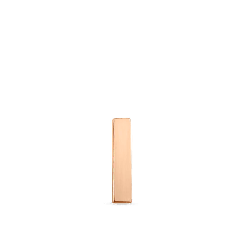 Polished Square Bar Threaded Stud Earring Rose Gold 7mm
