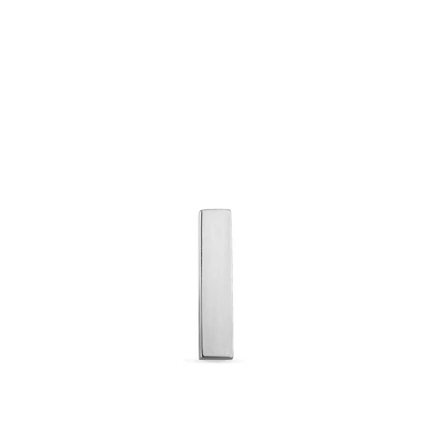 Polished Square Bar Threaded Stud Earring White Gold 7mm