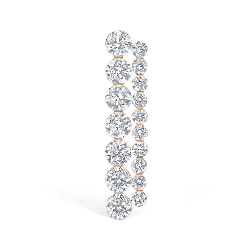 Invisible Set Diamond Apsara Bar Threaded Stud Earring Rose Gold 18mm