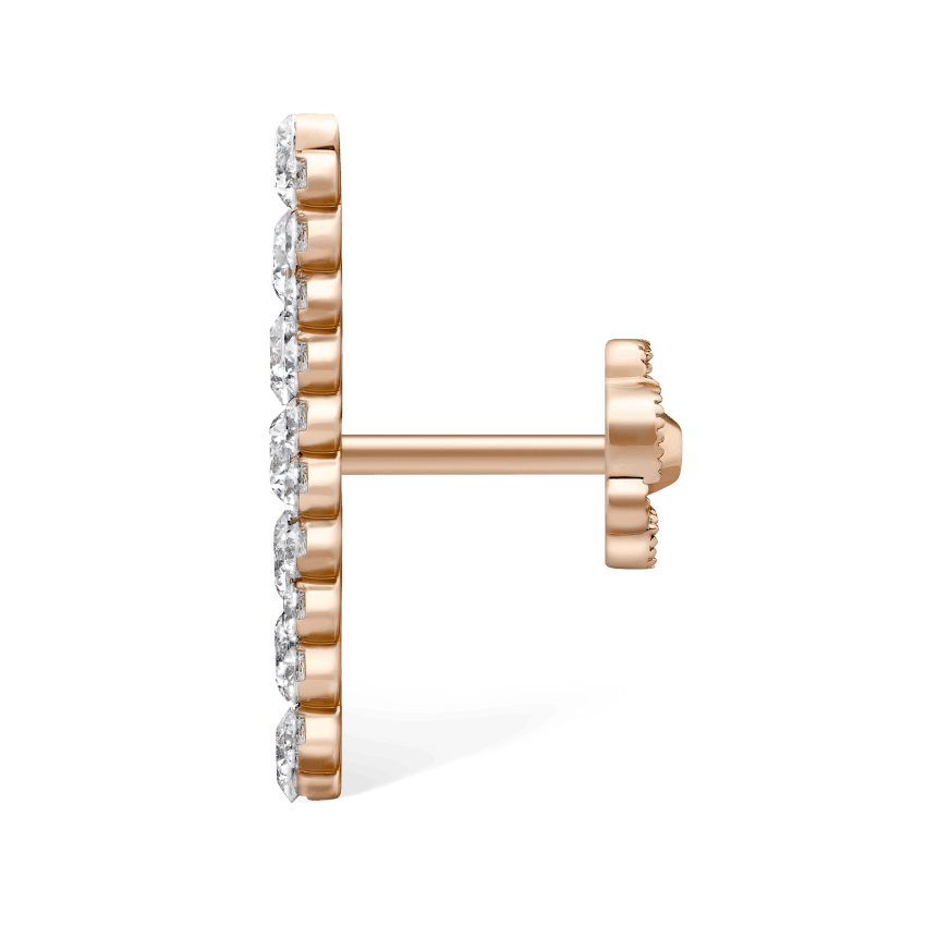 Invisible Set Diamond Apsara Bar Threaded Stud Earring Rose Gold 18mm