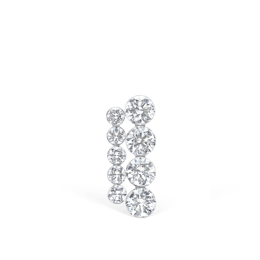 Invisible Set Diamond Apsara Bar Threaded Stud Earring White Gold 11mm