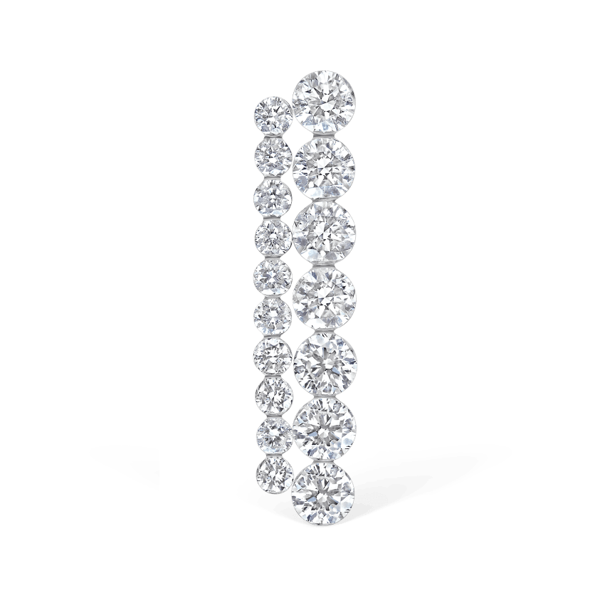 Invisible Set Diamond Apsara Bar Threaded Stud Earring White Gold 18mm
