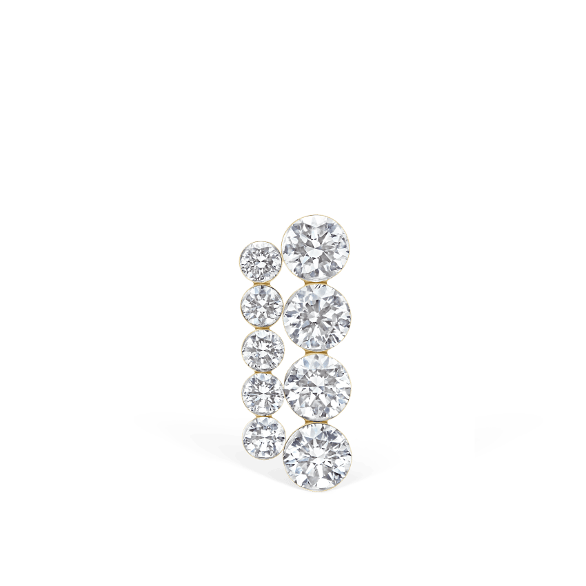 Invisible Set Diamond Apsara Bar Threaded Stud Earring Yellow Gold 11mm