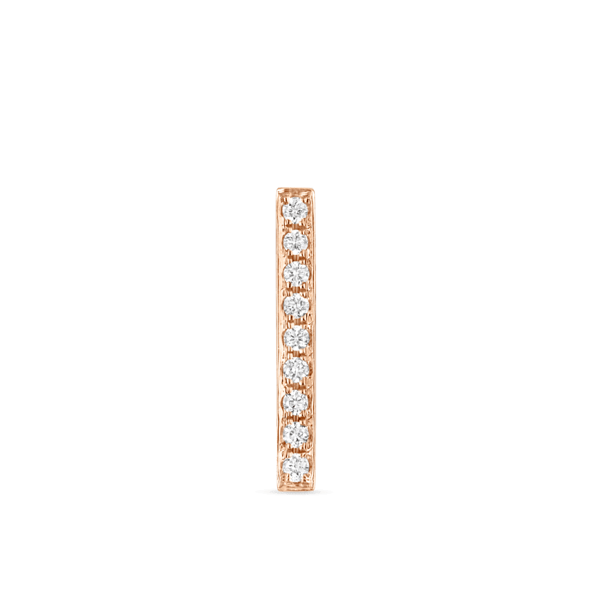 Square Diamond Pavé Bar Threaded Stud Earring Rose Gold 11mm