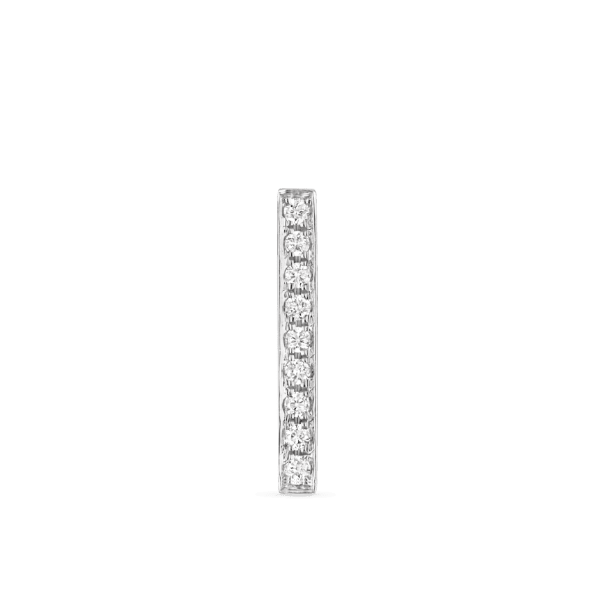 Square Diamond Pavé Bar Threaded Stud Earring White Gold 11mm