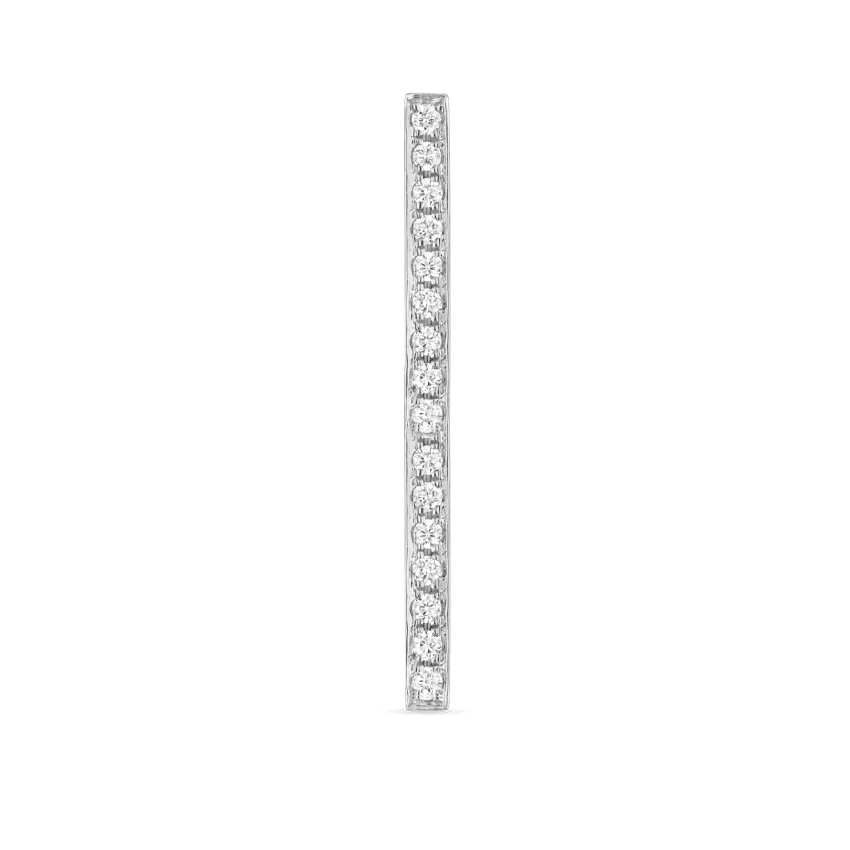 Square Diamond Pavé Bar Threaded Stud Earring White Gold 18mm