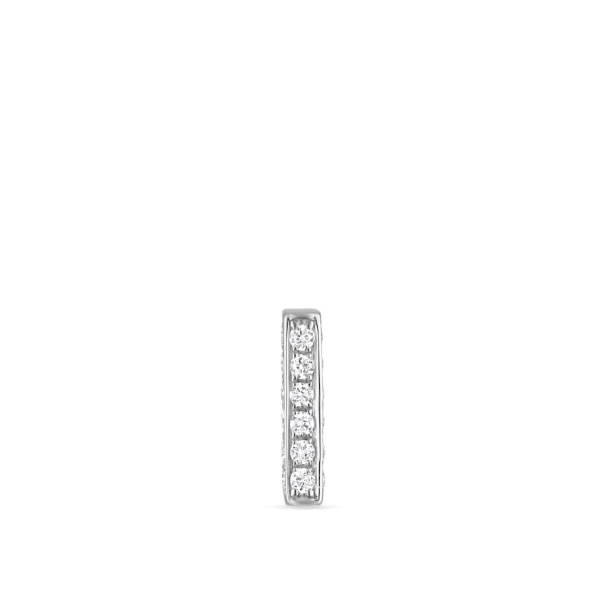 Square Diamond Pavé Bar Threaded Stud Earring White Gold 7mm