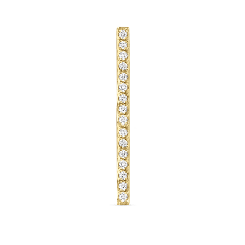 Square Diamond Pavé Bar Threaded Stud Earring Yellow Gold 18mm