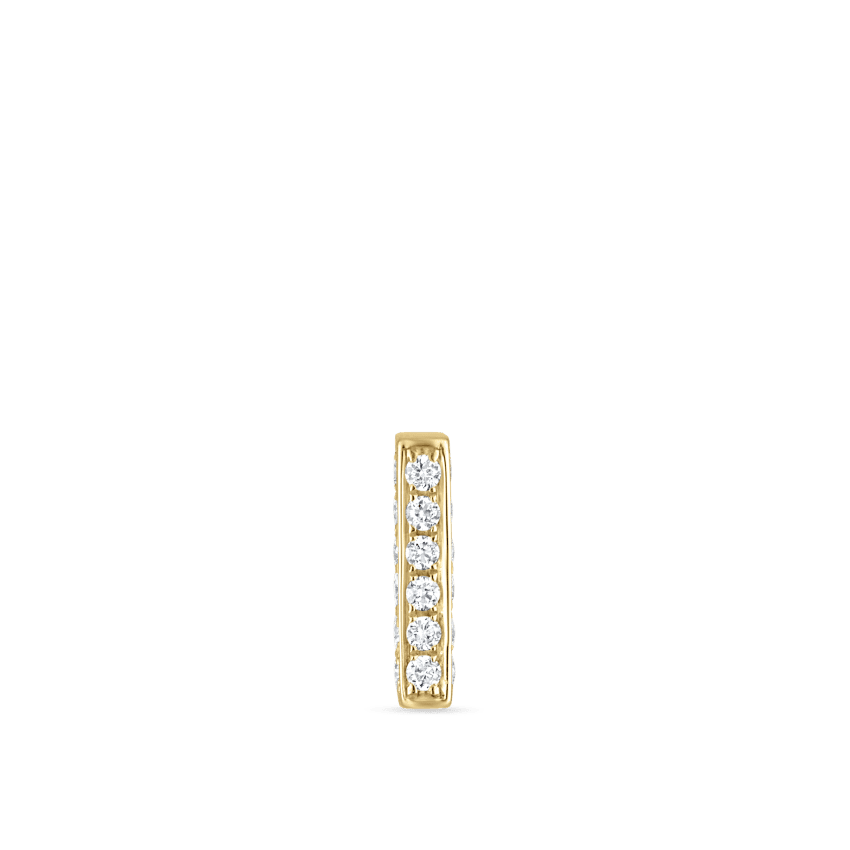 Square Diamond Pavé Bar Threaded Stud Earring Yellow Gold 7mm