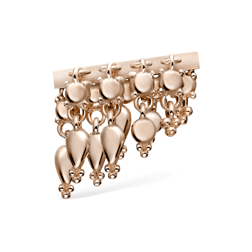 Tassel Bar Threaded Stud Earring Rose Gold 11mm Left