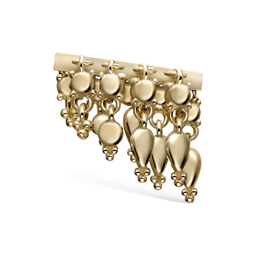 Tassel Bar Threaded Stud Earring Yellow Gold 11mm Right