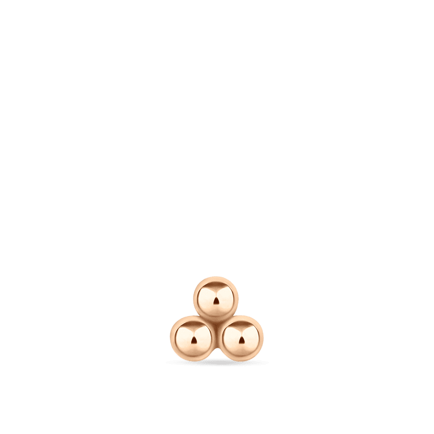 Ball Trinity Threaded Stud Earring Rose Gold 2.5mm