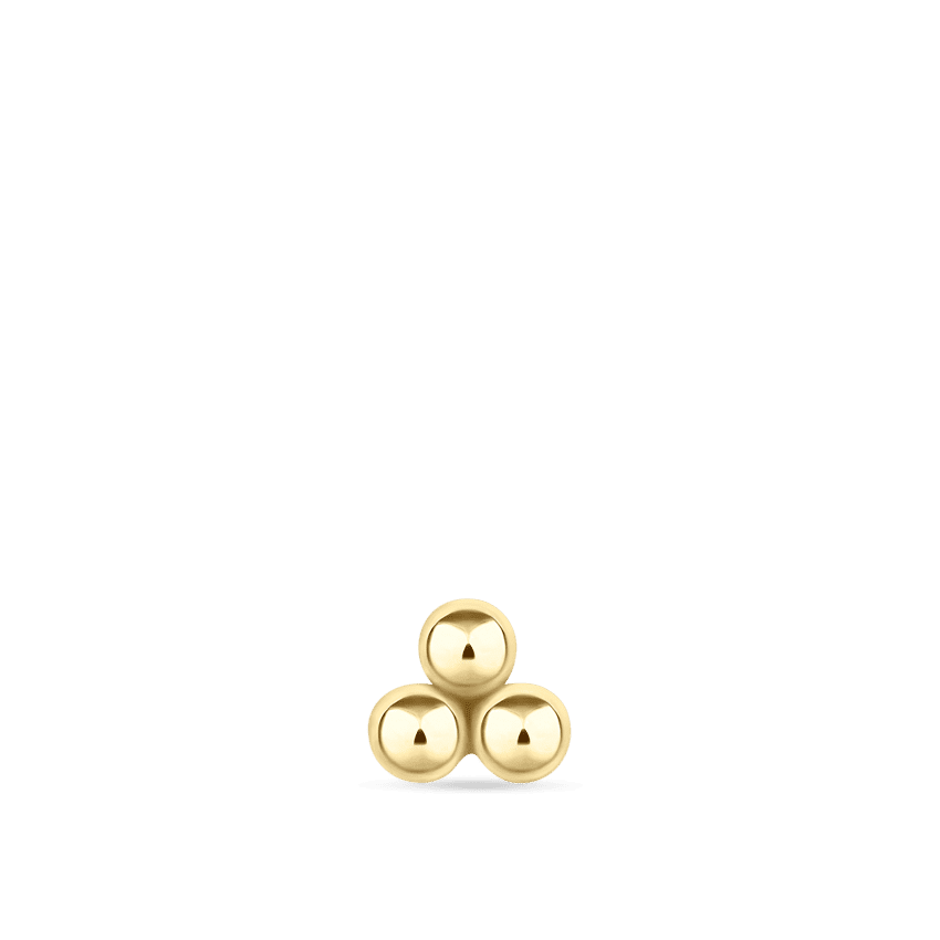 Ball Trinity Threaded Stud Earring Yellow Gold 2.5mm